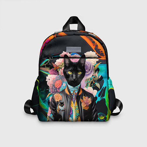 Детский рюкзак Модный чёрный кот - нейросеть - мода / 3D-принт – фото 1