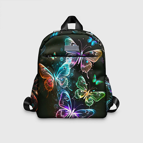 Детский рюкзак Неоновые дикие бабочки / 3D-принт – фото 1