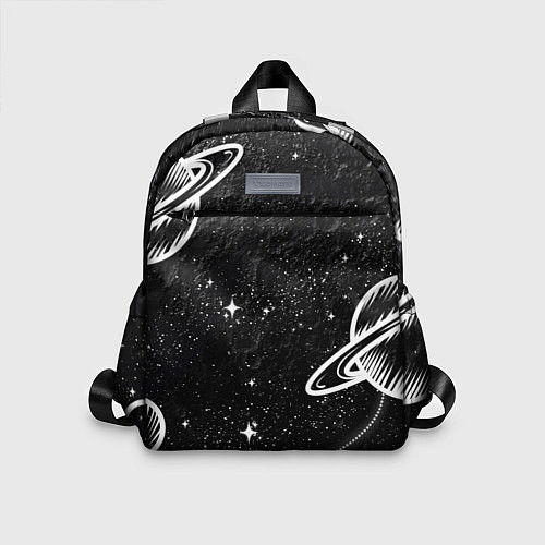 Детский рюкзак Черно-белый Сатурн / 3D-принт – фото 1