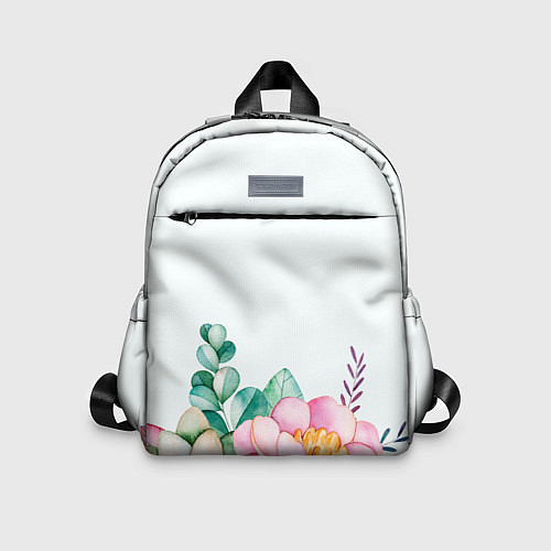 Детский рюкзак Цветы нарисованные акварелью - снизу / 3D-принт – фото 1
