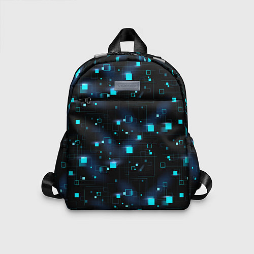Детский рюкзак Светящиеся неоновые квадраты / 3D-принт – фото 1