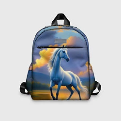 Детский рюкзак Белая лошадь на рассвете, цвет: 3D-принт