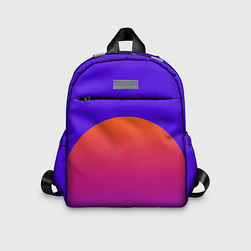 Детский рюкзак Оранжевый круг на синем фоне в стиле ретро / 3D-принт – фото 1