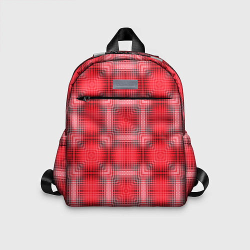 Детский рюкзак Красный с белым клетчатый узор / 3D-принт – фото 1