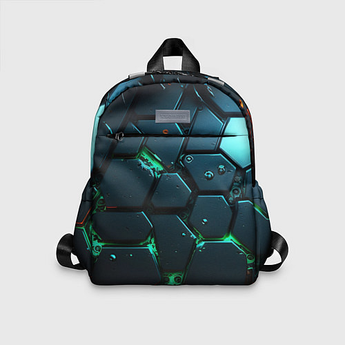 Детский рюкзак Плиты с зеленым неоновым светом / 3D-принт – фото 1