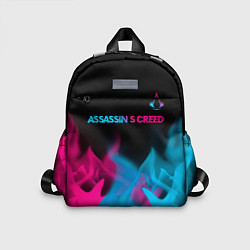 Детский рюкзак Assassins Creed - neon gradient: символ сверху, цвет: 3D-принт