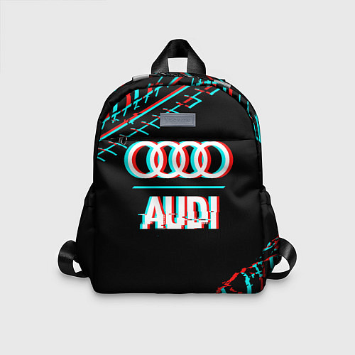 Детский рюкзак Значок Audi в стиле glitch на темном фоне / 3D-принт – фото 1