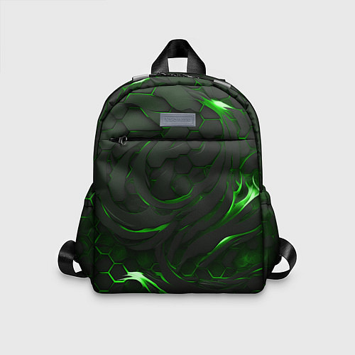 Детский рюкзак Разломленные плиты с зеленым пламенем / 3D-принт – фото 1
