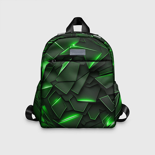 Детский рюкзак Зеленые объемные осколки / 3D-принт – фото 1