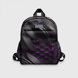 Детский рюкзак Черные объекты с фиолетовой сеткой, цвет: 3D-принт