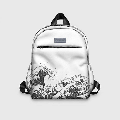 Детский рюкзак Японские волны на белом фоне / 3D-принт – фото 1