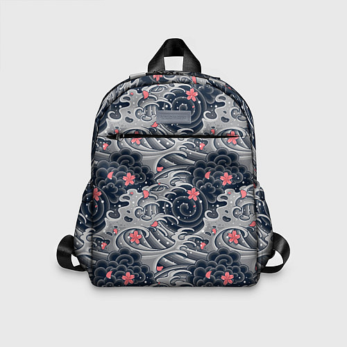 Детский рюкзак Цветы и волны / 3D-принт – фото 1