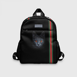 Детский рюкзак Кот Гуччи на черном фоне