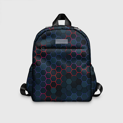 Детский рюкзак Соты с красным и синим / 3D-принт – фото 1