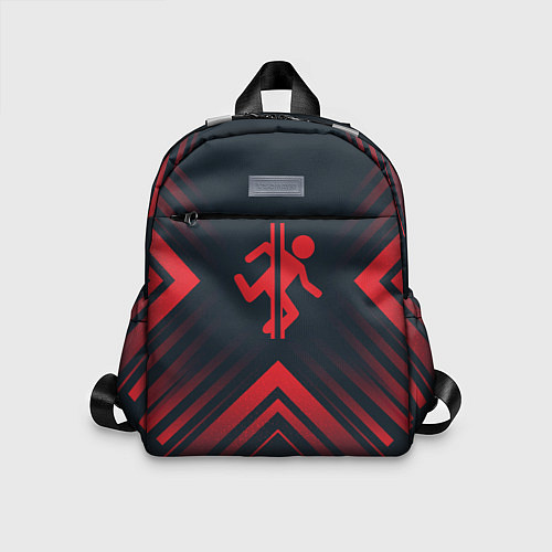 Детский рюкзак Красный символ Portal на темном фоне со стрелками / 3D-принт – фото 1