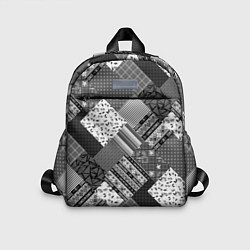 Детский рюкзак Черно белый лоскутный узор, цвет: 3D-принт
