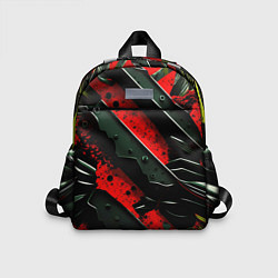 Детский рюкзак Черные плашки на красном фоне, цвет: 3D-принт