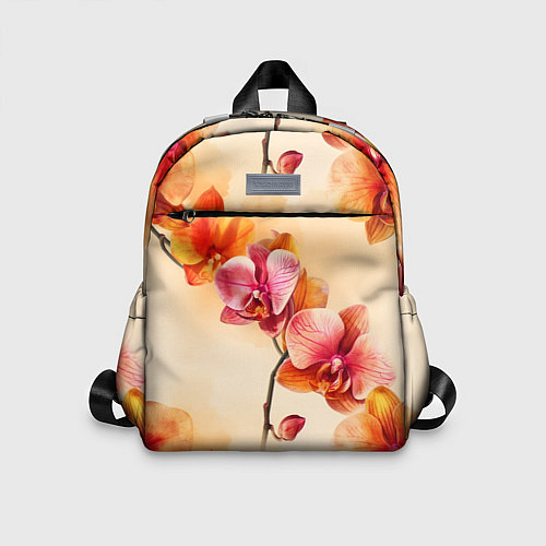 Детский рюкзак Акварельные цветы - персиковый паттерн / 3D-принт – фото 1