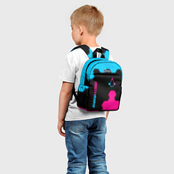 Детский рюкзак Assassins Creed - neon gradient: надпись, символ, цвет: 3D-принт — фото 2