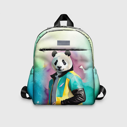Детский рюкзак Прикольный панда в модной куртке / 3D-принт – фото 1