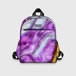 Детский рюкзак Рисунок текстуры белого и фиолетового мрамора, цвет: 3D-принт