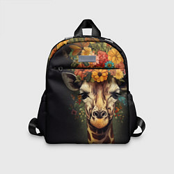 Детский рюкзак Портрет жирафа с цветами: арт нейросети