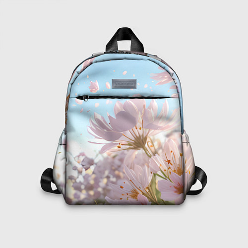 Детский рюкзак Розовые цветы на фоне неба / 3D-принт – фото 1