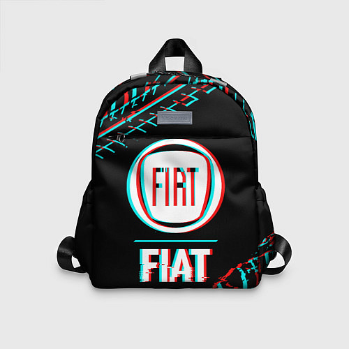 Детский рюкзак Значок Fiat в стиле glitch на темном фоне / 3D-принт – фото 1