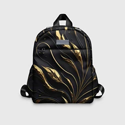Детский рюкзак Золотой орнамент на черном, цвет: 3D-принт