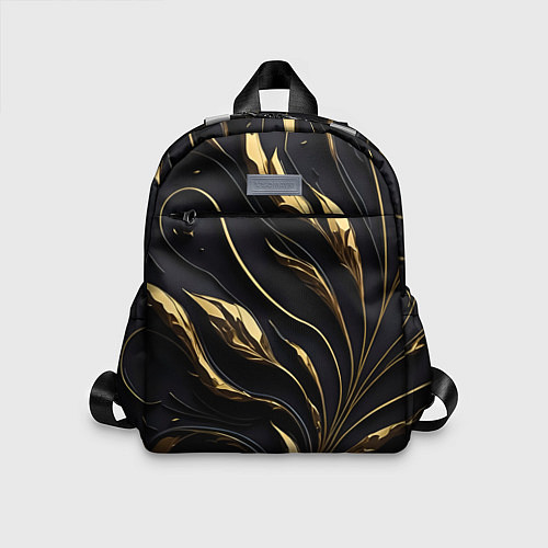 Детский рюкзак Золотой орнамент на черном / 3D-принт – фото 1