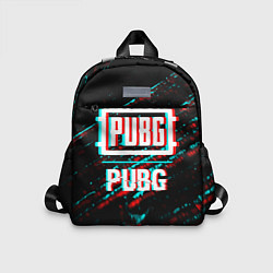 Детский рюкзак PUBG в стиле glitch и баги графики на темном фоне, цвет: 3D-принт