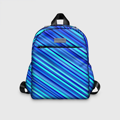 Детский рюкзак Сине голубые узорчатые полосы / 3D-принт – фото 1