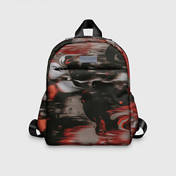 Детский рюкзак Чёрные и красные волны, цвет: 3D-принт