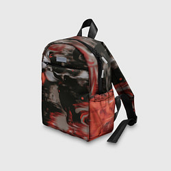 Детский рюкзак Чёрные и красные волны, цвет: 3D-принт — фото 2