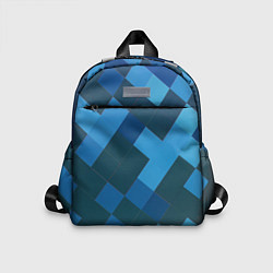 Детский рюкзак Синий прямоугольный паттерн, цвет: 3D-принт