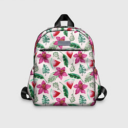 Детский рюкзак Арбузы, цветы и тропические листья, цвет: 3D-принт