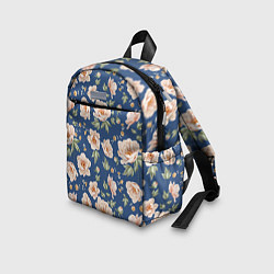 Детский рюкзак Розовые пионы на синем фоне, цвет: 3D-принт — фото 2