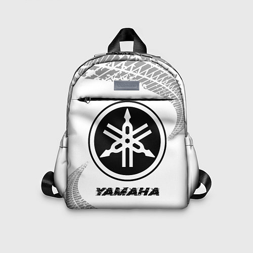 Детский рюкзак Yamaha speed на светлом фоне со следами шин / 3D-принт – фото 1