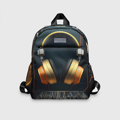 Детский рюкзак Золотые наушники / 3D-принт – фото 1