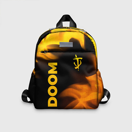 Детский рюкзак Doom - gold gradient: надпись, символ / 3D-принт – фото 1