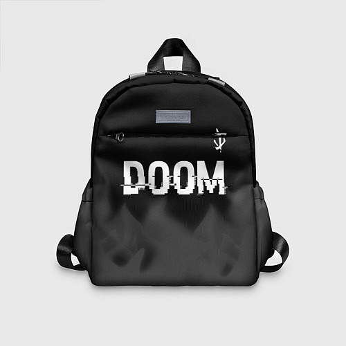 Детский рюкзак Doom glitch на темном фоне: символ сверху / 3D-принт – фото 1