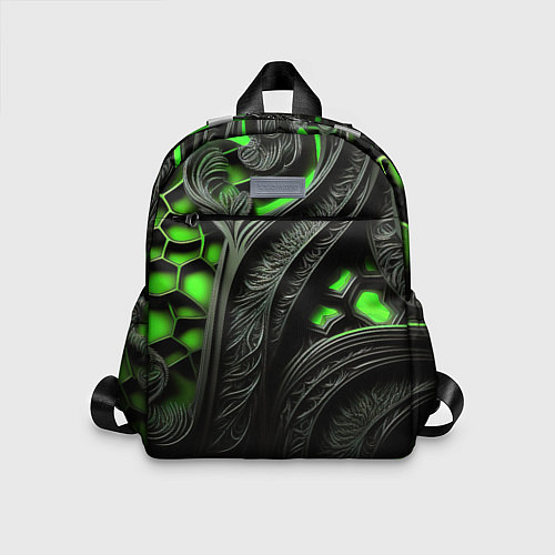 Детский рюкзак Green black abstract / 3D-принт – фото 1