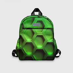 Детский рюкзак Объемные зеленые соты, цвет: 3D-принт
