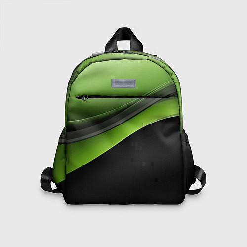 Детский рюкзак Black green abstract / 3D-принт – фото 1