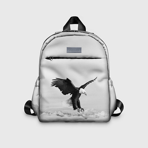 Детский рюкзак Орёл в облаках черно-белый / 3D-принт – фото 1