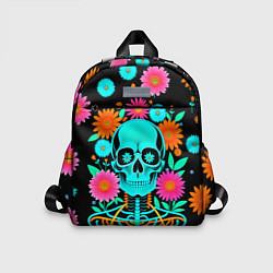 Детский рюкзак Неоновый скелет в цветах, цвет: 3D-принт