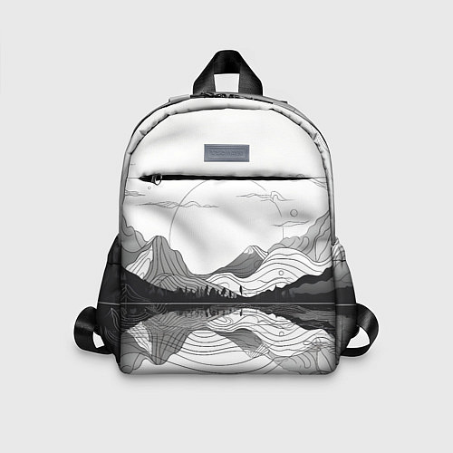 Детский рюкзак Минималистичный пейзаж чб / 3D-принт – фото 1