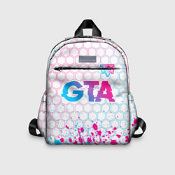 Детский рюкзак GTA neon gradient style: символ сверху, цвет: 3D-принт