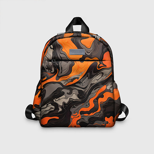 Детский рюкзак Оранжево-черный камуфляж / 3D-принт – фото 1