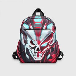 Детский рюкзак Череп киберпанк красный, цвет: 3D-принт